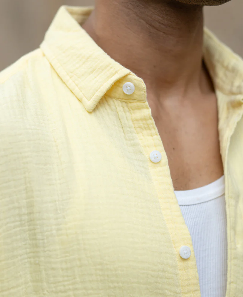 Yellow Crinkled Cotton Shirt - Image 4