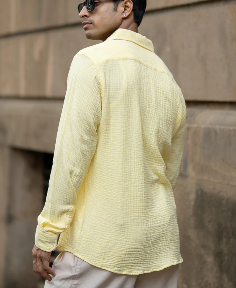 Yellow Crinkled Cotton Shirt - Image 6