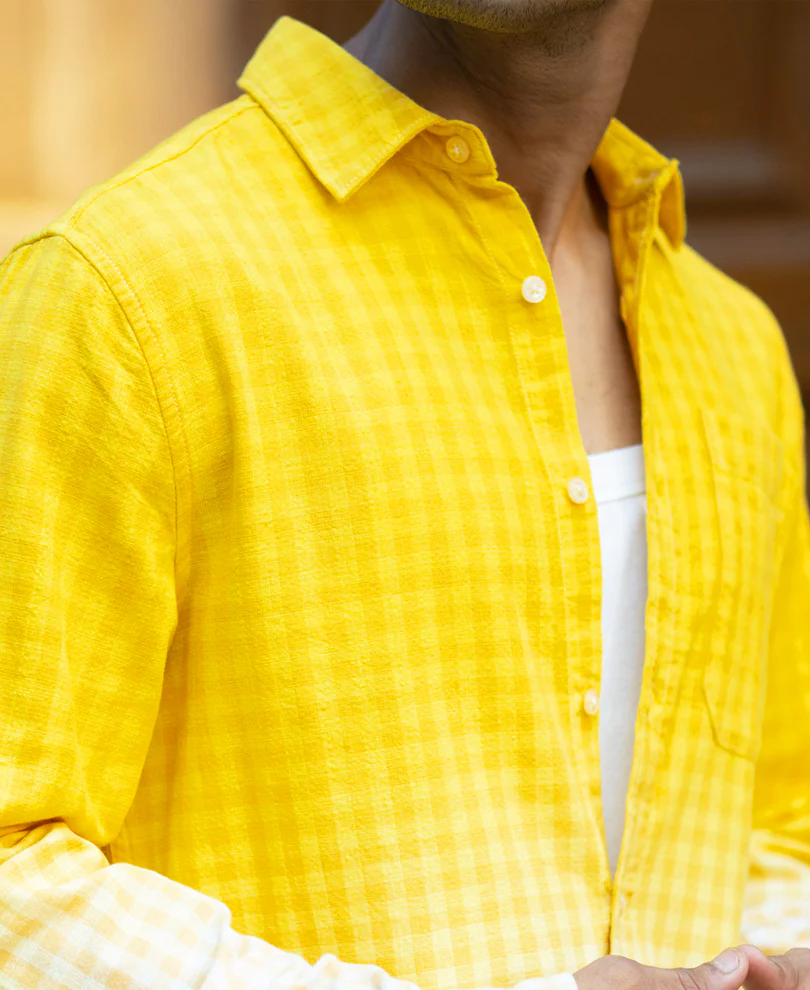 Yellow Ombre Checks Shirt - Image 5