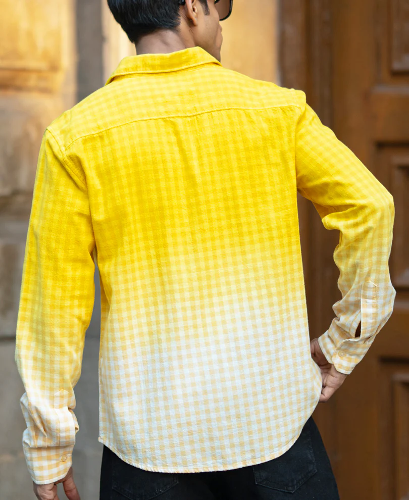 Yellow Ombre Checks Shirt - Image 7