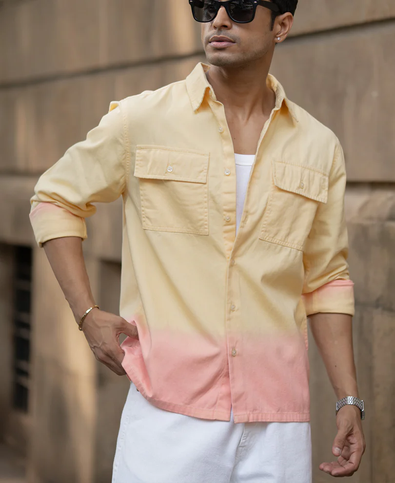 Yellow Ombre Structured Shirt - Image 2