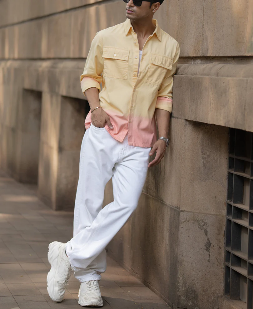 Yellow Ombre Structured Shirt - Image 7