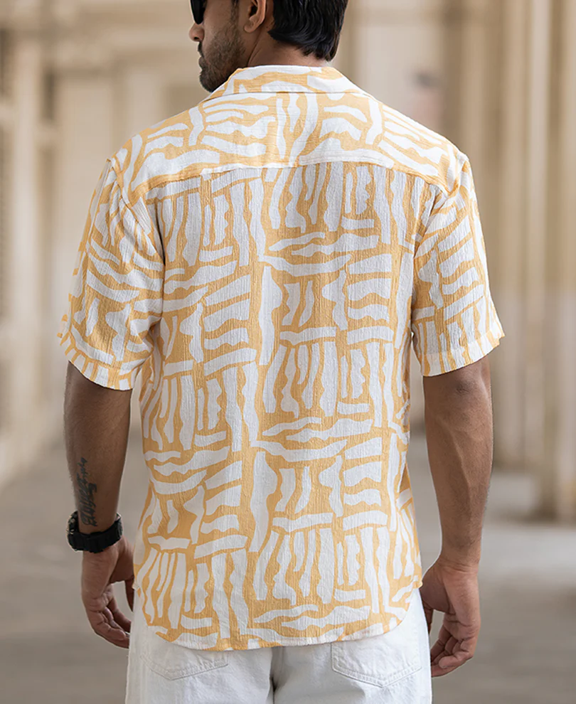 Amber Yellow Abstract Print Shirt - Image 4